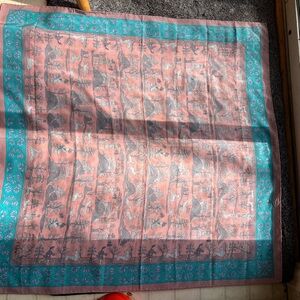 CHLOE’ Pink and Teal 100% Silk Scarf 33”x 33”
